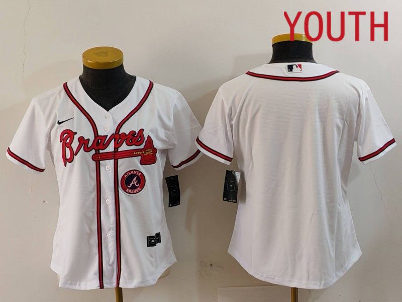 Youth Atlanta Braves Blank White Game 2024 Nike MLB Jersey style 6